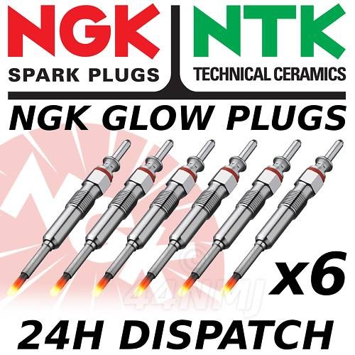 6 x GLOW PLUGS For NISSAN PATROL 6 CYL 2.8 DIESEL NGK - Picture 1 of 1