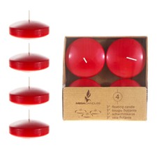 Mega Candles - Unscented 3" Floating Disc Candles - Red, Set of 12