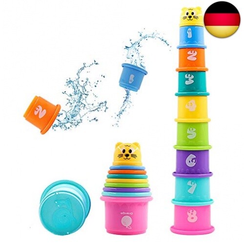 Hyselene 9 Stück Stapelbecher Baby Stapelbecher Kinder mit Zahlen und Früchte a WH11533 Hyselene 9 Stück Stapelbecher Baby Stapelbecher Kinder mit Zahlen und Früchte a WH11533