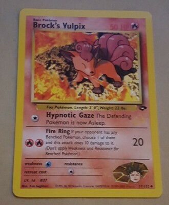 gold w stamped pokemon cards POKEMON PROMO CARD - GOLD W STAMPED - BROCK'S VULPIX RARE NM