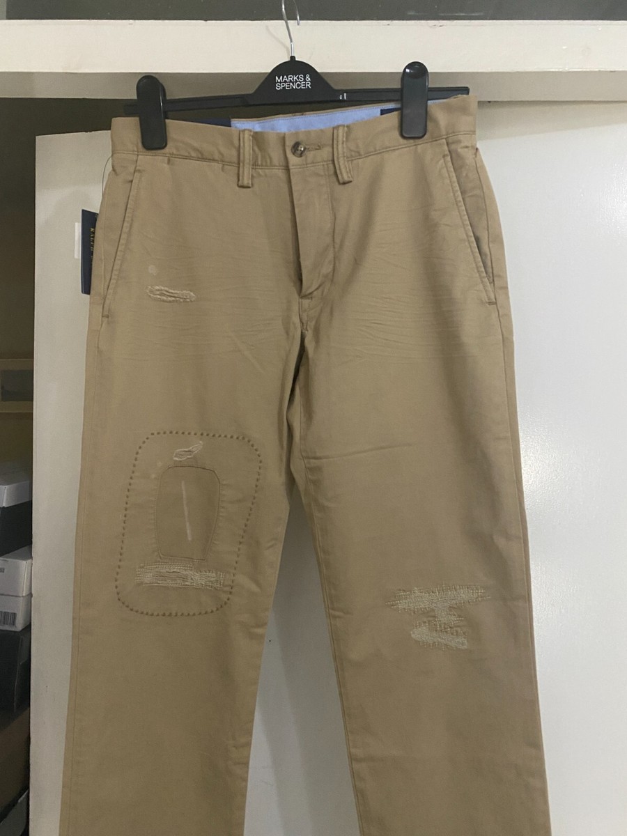 Polo Ralph Lauren Men's Khaki Relaxed-fit-Repaired-Distressed