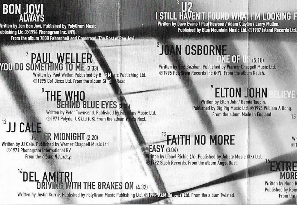 Various Pure Rock Ballads CASSETTE ALBUM Megastar UAE U2 Bon Jovi The Who INXS - Image 4 of 4