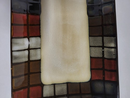MINT NEW With Tags Pfaltzgraff Calico Windowpane Stoneware Serving Bread Tray - Picture 4 of 23