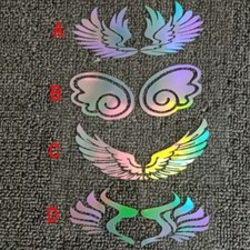 1 Set 4 Pcs Colorful Laser Car Stickers Wings Shape Motorcycle Body Rainbow