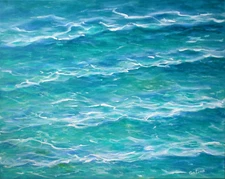 Ocean Waves - original abstract vibrant acrylic painting on canvas by Galina