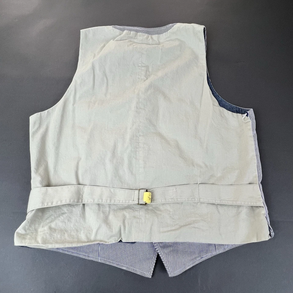 J.Crew Traje Chaleco Azul Rayas Seersucker Chaleco Bolsillo Hombres Talla Mediana Foto 2 de 4