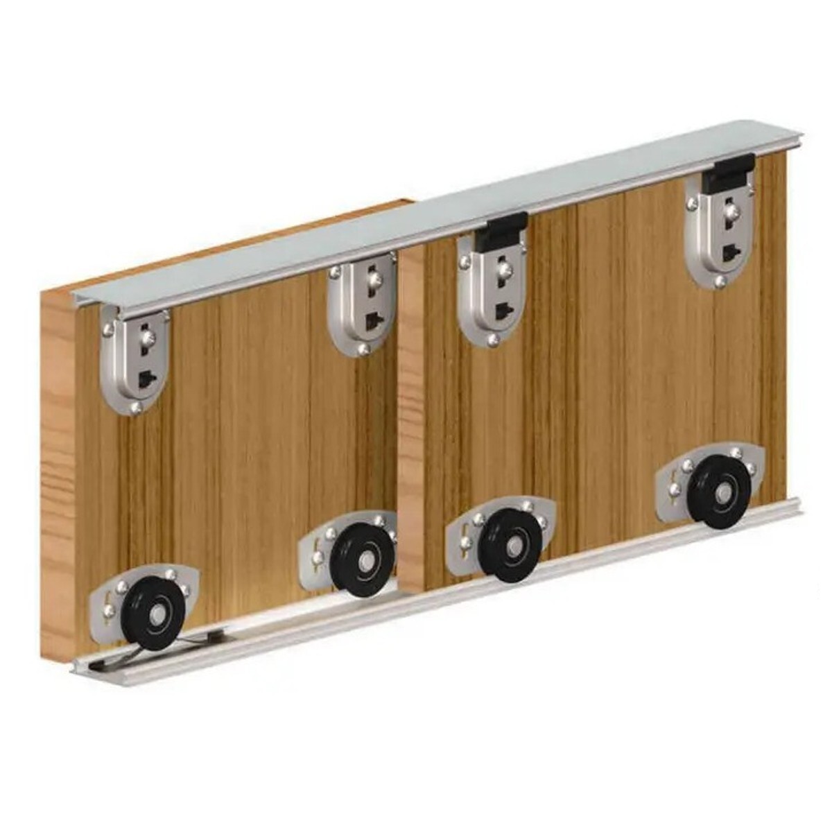 Sistema de orugas puerta corredera Ares 70 kg/1200 mm. Juego de engranajes de 2 puertas para armario