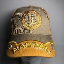 Nassau Bahamas NB Gold  Gray Strap Back Adjustable Hat Cap One Size - 25