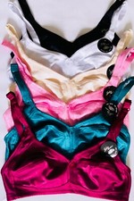 3 Pk Women Satin Full Coverage Comfort Unlined Wireless Wire Free Mama Bra B C D