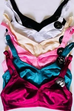 3 Pk Women Satin Full Coverage Comfort Unlined Wireless Wire Free Mama Bra B C D