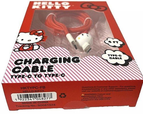 NIB Hello Kitty Sanrio Hello Kitty 4' Red Charging Cable Type-C To Type-C - Photo 3 sur 3