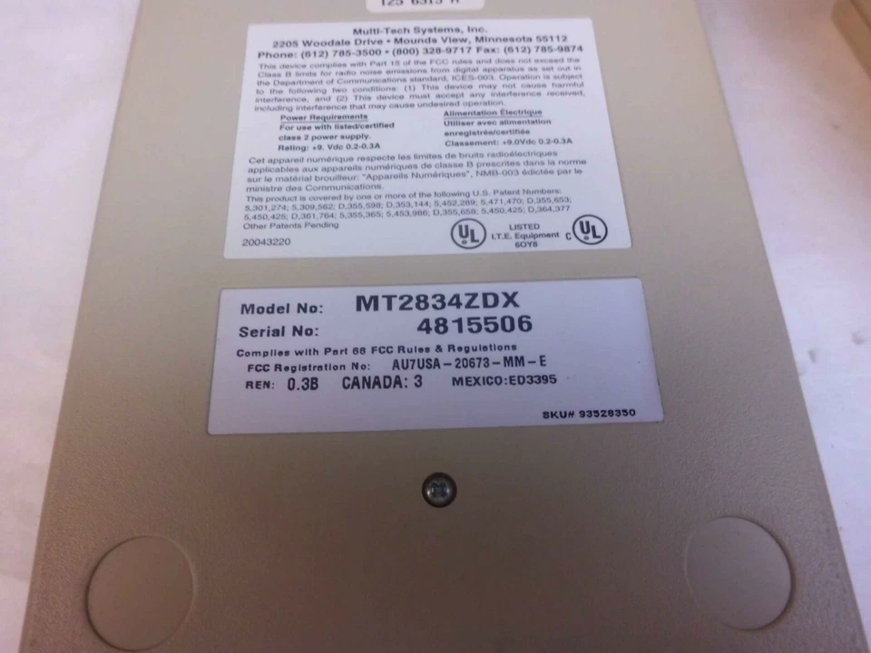 MT2834ZDX MULTITECH SYSTEMS EXTERMAL 28.8K bps DATA/FAX MODEM  WITH POWER SUPPLY - Image 3 of 4