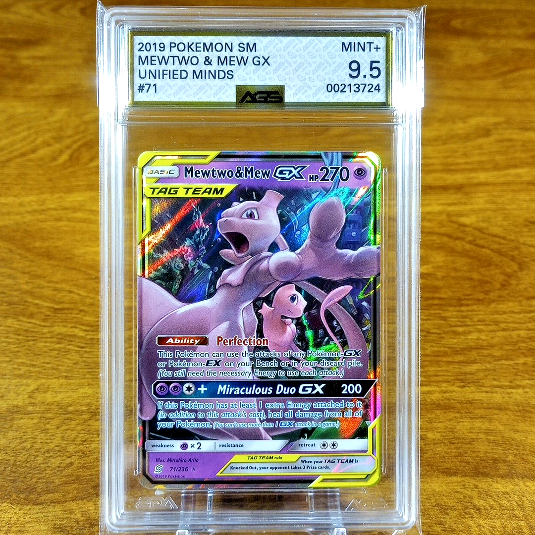 Pokemon SM Unified Minds Mewtwo & Mew GX 71/236 AGS Mint+