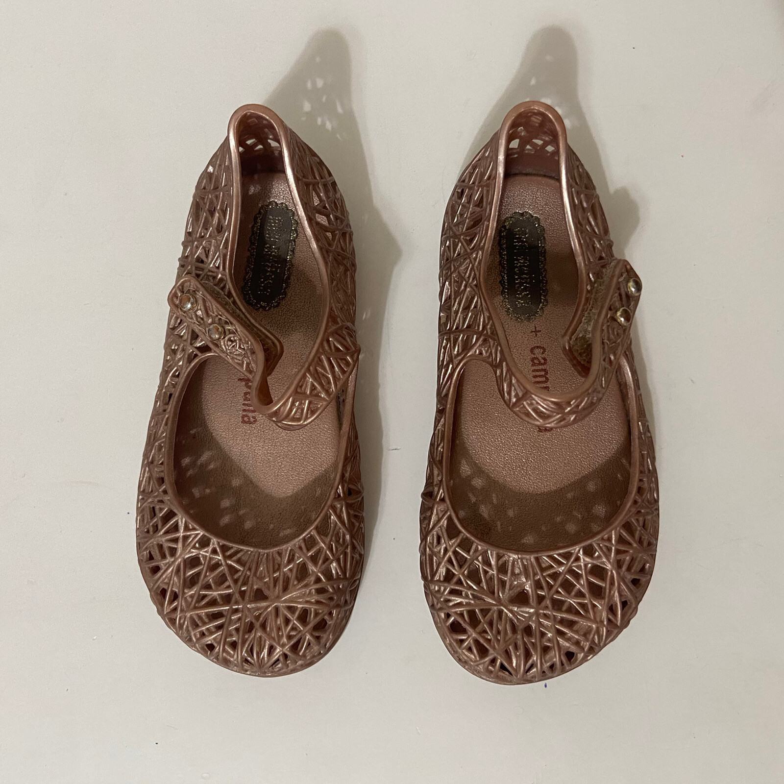 Mini Melissa + Campana Rose Gold Zig Zag Shoes Baby Girls Size 7 | eBay