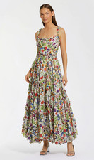 Mac Duggal Multicolor Ruffle Scoop Neck Floral A-Line Dress Size US 0
