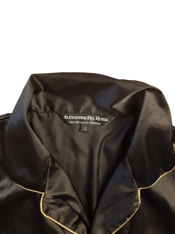 Alexander Del Rossa Palm Coast Florida men’s large pajama black satin top - Image 3 of 3