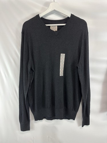St. John's Bay Rich Black Long Sleeve V Neck Sweater Men's NEW M - Picture 2 of 5