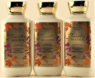 QTY 3 - Bath & Body Works SWEATER WEATHER Body Lotion Moisturizer Cream 8oz