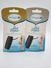Amope Pedi Perfect Micralumina 2 Replacement Roller Heads 2 Packs Total 4 Roller