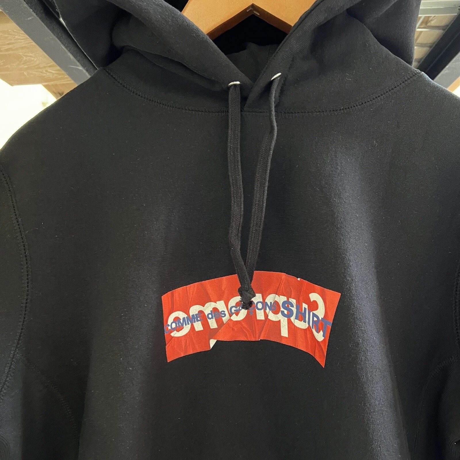 2017 Supreme Comme Des Garcons CDG boîte froissée logo sweat à capuche noir taille M sweat à capuche