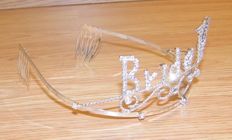 Boda Novia Ducha Novia Despedida de soltera Cristal "Novia a B" Tiara Corona! Foto 3 de 4