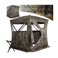 Hunting Blind 270° See Through with Chair, Low-Noise 2-3 Person Pop Up Deer