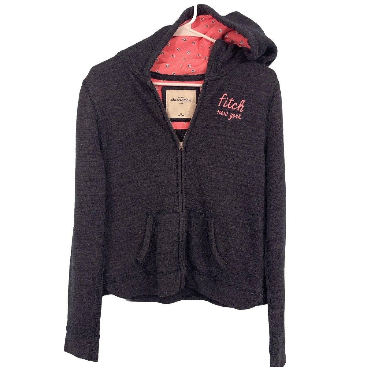 ABERCROMBIE KIDS XL Jacket Zip Lined Hoodie Blue Fitch New York