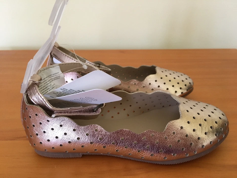 NWT Gymboree Gold Flats Shoes Toddler Girl Metallic Rose many sizes - Image 2 of 2