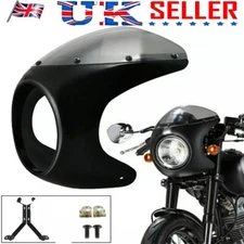 7" Black Universal Motorcycle Headlight Fairing Retro Cafe Racer Windshield UKee