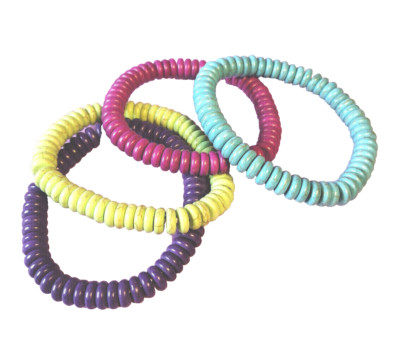 Beaded Stretch Stacking Bracelets Set of 4 Purple Pink Blue Green Flat Beads