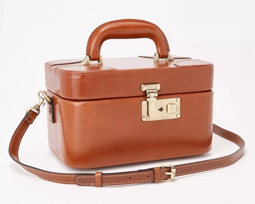 Patricia Nash Brescia Train Case borsa cosmetica pelle trucco viaggio AUTENTICA - Foto 12 di 12