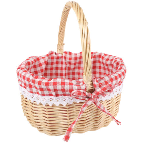  Rot Bambus Kind Picknickkorb Aus Weide Körbchen Für Blumenmädchen - Bild 1 von 16