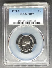 1971-S Proof Jefferson Nickel PCGS PR-69, Buy 3 Items, Get $5 Off!!