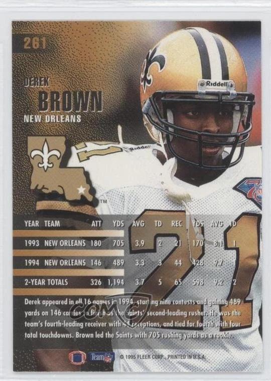 1995 Fleer Derek Brown #261 - Image 2 of 2