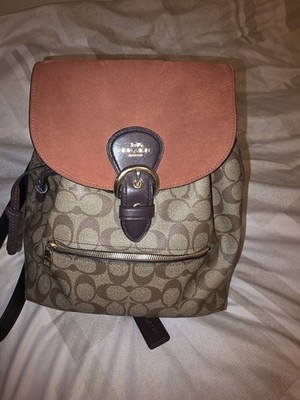 Coach Signature C Monogram Medium Drawstring Backpack Brown/Tan Gold HW