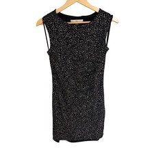 LOFT Womens Grey Black Abstract Animal Print Ruched Sleeveless Sheath Dress S