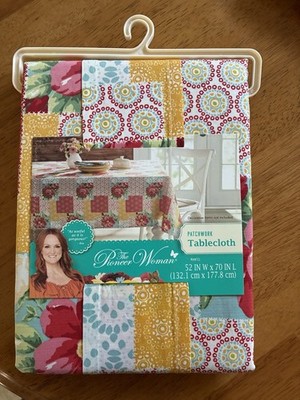 NWT~Pioneer Woman Sweet Rose Patchwork Oblong Fabric Tablecloth 52  X 70 