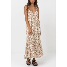 Rhythm Women's Floral Classic Sleeveless Tierred Midi Dress Size Small