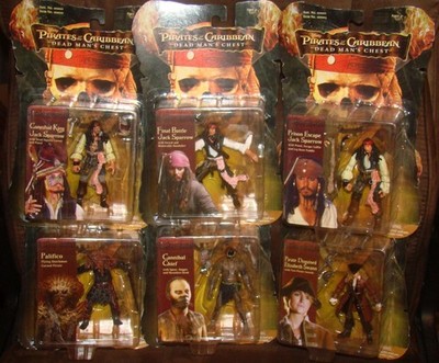 6 Pirates of the Caribbean Dead Man's Chest 4'' Action Figures Zizzle 2006 NIP