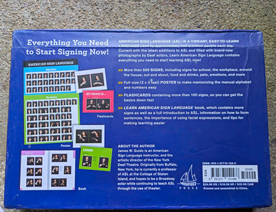 Learn American Sign Language Box Set Book Flashcards Poster Beginner Guido 2017