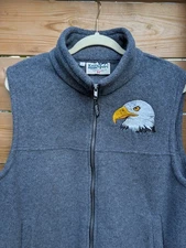 Vintage Adult Medium Fleece Vest Bald Eagle Outdoor Hiking Camping Kelly Sport