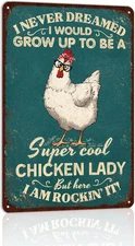 Rustic Metal Tin Sign - Vintage Chicken Coop Wall Art for Farmhouse Decor
