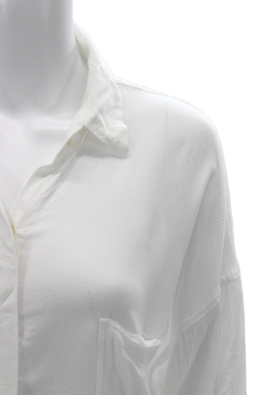 Negative Women Basic Collared White Viscose Butto… - image 2