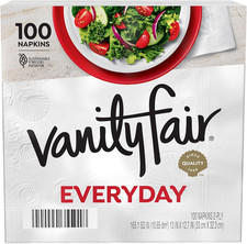 Vanity Fair Everyday Napkins, 1 Pack 100 Count, 2 Ply White Dinner Paper Napkins