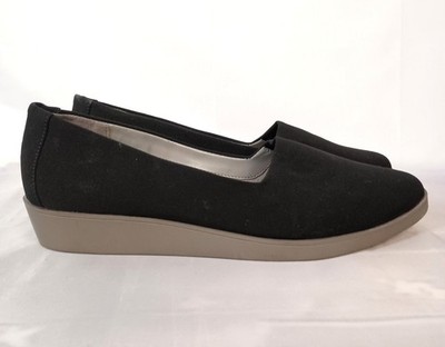 Aerosoles A2 Leverage Black Wedge Loafers Slip On Comfort Shoes 7.5