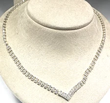 Fashion Necklace Silver Tone Crystal V Rhinestone Glass Choker Lot 80C