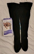 Sigvaris 232NLLW99 Essential Cotton Thigh High LL Black 20-30 Closed Toe
