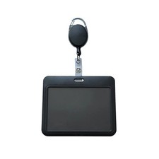 1 Pcs ID Badge Holder with Double-Sided Windows Hard Plastic Horizontal ID Card