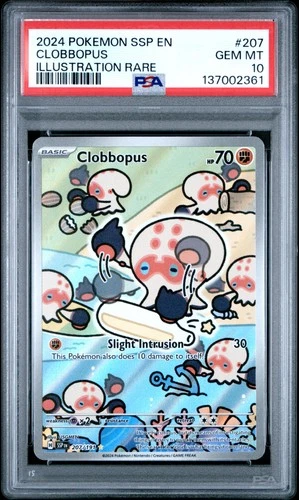 2024 POKEMON SSP EN-SURGING SPARKS ILLUSTRATION RARE #207 CLOBBOPUS PSA 10