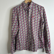 Johnnie O Hangin Out Mens Small Floral All Over Print Button Down Shirt Tropical